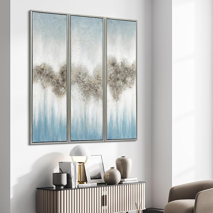 Empire Art Direct Abstract Wall Art Textured Hand Painted Canvas by Martin Edwards, Triptych, 60" x 20" each, Sequence