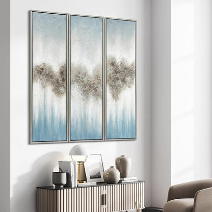 Empire Art Direct Abstract Wall Art Textured Hand Painted Canvas by Martin Edwards, Triptych, 60" x 20" each, Sequence