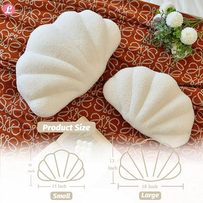 Lfsaaj Seashell Throw Pillows, Shell Shaped Throw Pillows, 18 Inch Soft Home Decorative Pillow Plush Cushion for Bed Couch Living Sofa Room Decor Accent Throw Pillow (Beige 18Inch)
