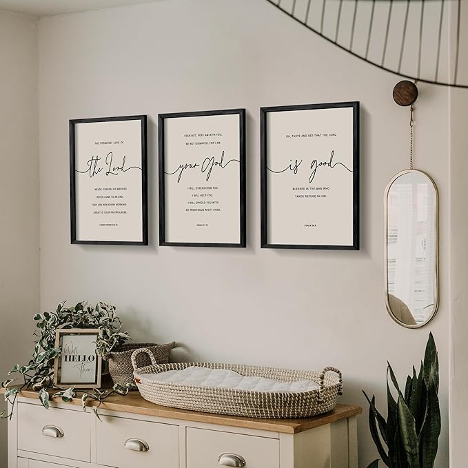 Heiple The Lord Your God Is Good Wall Decor Framed Wooden Wall Sign for Home Decor Farmhouse Vintage Rustic Living Room Minimalist Christian Wall Art (Black, 16"x24")