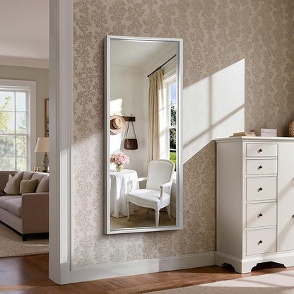 CIRCUMI 60"x24" Brushed Silver Mirror with Chunky Box Metal Frame, Bathroom Mirror for Vanity Remodel & New Home, Living Room, Entryway, Rectangular Wall Mirror, Tempered Glass, Vertical or Horizontal