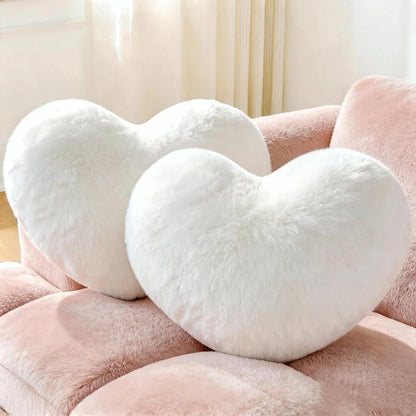 2PCS Throw Pillows Heart Pillow Home Decor Decorative Couch Pillows Bed Pillows Outdoor Pillows Valentine Gifts,White 13"*19"