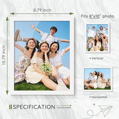 8x10 Picture Frame Set of 10, White Frames 8x10 for Tabletop Display, Horizontal or Vertical Wall Mounting