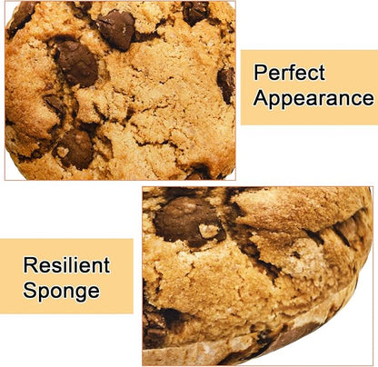 Unittype 2 Pcs 13.4" Chocolate Chip Cookie Pillows Round Throw Pillow Plush 3D Digital Print Funny Food Shaped Soft Stuffed Seat Pad Cushion for Bedroom Couch Sofa Chair Floor Decor Gifts