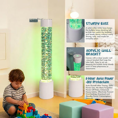 Bubble Tube Floor Lamp – Works with Various Controllers, Color-Changing Aquarium Mood Light for Visual Stimulation & Relaxation in Home, Sensory Rooms & Therapy Clinics (3.5FTJumble Bead Bubble Lamp)