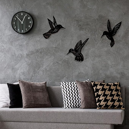 3 Pieces Wood Hummingbird Wall Art Decor 9 Inch Hummingbird Wall Decorations Black Bird Outdoor Art Hanging for Garden Balcony Fence Indoor Kitchen Modern Farmhouse Rustic Home Bedroom Office