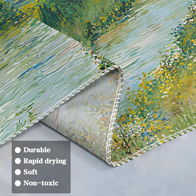 Leeisysme Mountain Landscape Tapestry, Monet Nature Wall Art, Clouds Flowing River for Living Room Bedroom Classroom Dorm Decor, Green 60x80 inches