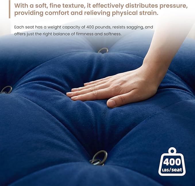 69'' Modular Sectional Sofa, Modern Luxury Velvet Loveseat Sofa, Minimalist Bubble Couch, Deep Seat Cloud Sectional Couches for Living Room, Apartment (2 Seats, Blue)