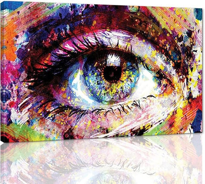 Graffiti Paintings Canvas Colorful Wall Art Living Room Decor Eye Pictures Contemporary Home Decor Modern Artwork Posters and Prints Framed Gallery Wrapped Ready to Hang - 28x44 inch
