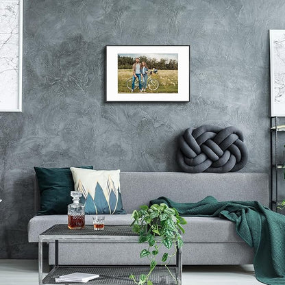 Golden State Art, Gallery Wall Frame Set of 6 - Black 16x24 Aluminum Photo Frames with Mat for 12x18 Pictures - 16 x 24 inch Metal Frame with Real Glass Cover - Elegant Home or Office Decor