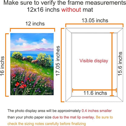 BESCRCL 12x16 Picture Frame Black Set of 6, Diamond Art Painting Frames Display Photo 8.5x11 or 12 x 16 without Mat, Wall Hanging Frame with Plexiglass