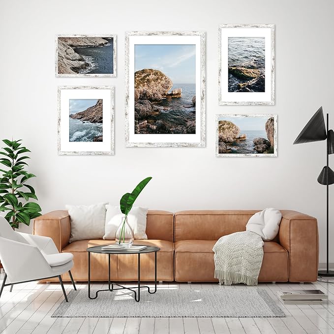 iRahmen 16x20 Picture Frame Set of 2 with Plexiglass, Distressed White Wood Poster Frame Display 11x14 Picture with Mat or 16 x 20 Without Mat for Photo Wall Mounting