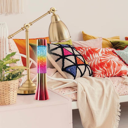 13" Rainbow Motion Glitter Lamp, 7 Vibrant Colors, Soothing Ambiance, Gift for Kids, Home Office Lamp, Home Office Decor, Perfect for Setting The Mood in Any Room