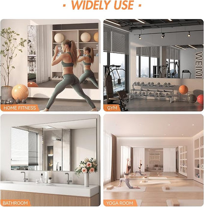 Hasipu Home Gym Workout Mirror 48" L x 30" W-2pcs Large Full Length Mounted Full Body Frameless Mirror for Workout, Yoga, Garage, Bedroom, Dance