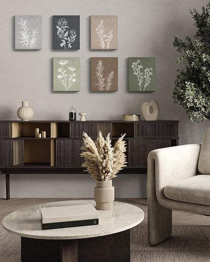 Drsoum Botanical Wall Art Framed Boho Wall Art Decor Wooded Minimalist Vintage Print Modern Rustic Farmhouse Home Kitchen Decor 8x10inx6pcs