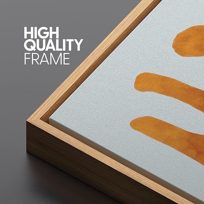 SIGNLEADER Framed Canvas Print Wall Art Set Multicolor Pastel Geometric Mid-Century Figure Abstract Shapes Illustrations Modern Art Boho Decorative for Living Room, Bedroom, Office - 16"x24"x3 NATURAL