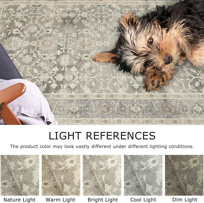 KUTA Vintage Washable Runner Rug, 2x6 Beige Runners for Hallways Non-Slip Kitchen Rugs Ultra Thin Soft Printed Oriental Floral Floor Carpet for Laundry Bedroom Living Room Nursery
