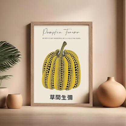 Poster Master Vintage Poster - Retro Pop Art Print - Gift for Artist, Friend - Pumpkin Forever, Black Dot, Modern, Abstract - Wall Decor for Home, Office, 16x20 Beige Framed