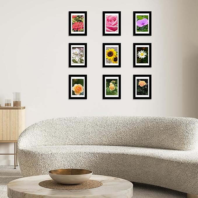 JCJMY 4x6 Picture Frame with 3.5x5 Mat Set of 6, Display Photo 3.5x5 with Mat or 4x6 without Mat, 4 by 6 Wall Poster Photo Frame with Shatter Resistant Plexiglass for Wall or Tabletop, 6 Pack, Black