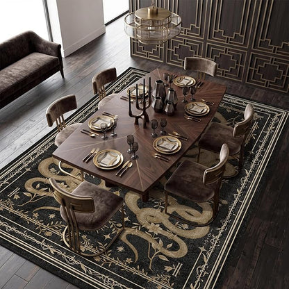 Garvee Snake Gothic 8x10 Area Rug Dark Whimsical Moody Witchy Unique Soft Thin Large Carpet for Living Room Bedroom Dining Room Playroom Indoor Decor Low Pile TPE Backing Black Gray