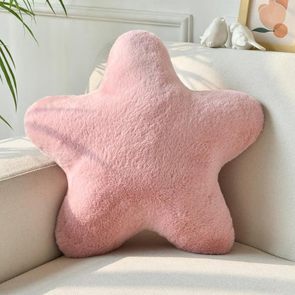 Star Pillow, Decorative Throw Pillows for Bed Couch, 19.6" Star Shaped Pillow Plush Floor Cushions Room Decor Pillow with Soft Faux Rabbit Fur for Sofa Bedroom Living Room