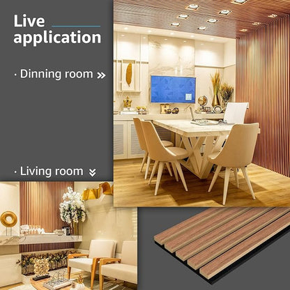 Art3d 6-Piece Wood Slat Acoustic Panels for Stylish Decor and Noise Reduction, 3D Textured Panel for Ceiling and Wall, Walnut
