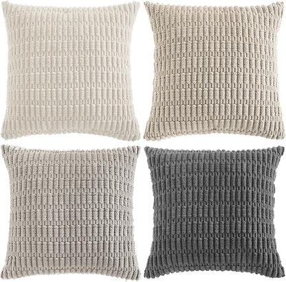Fancy Homi 4 Packs Decorative Throw Pillow Covers for Living Room Couch Bed, Modern Farmhouse Boho Home Décor Accent Cushion Case, 14" x 14", Grey Series