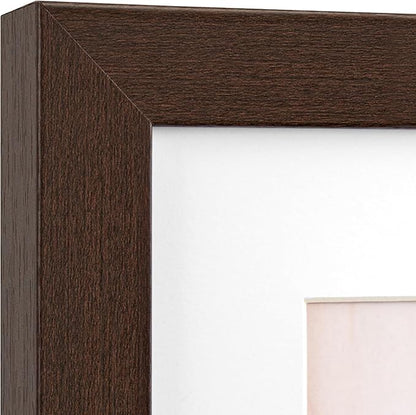 Momentworth 20x24 Picture Frame with Mat for 16x20 Set of 3, Dark Brown Wood Grain 20x24 Frame for Wall Mounting (3 Pack, Walnut)