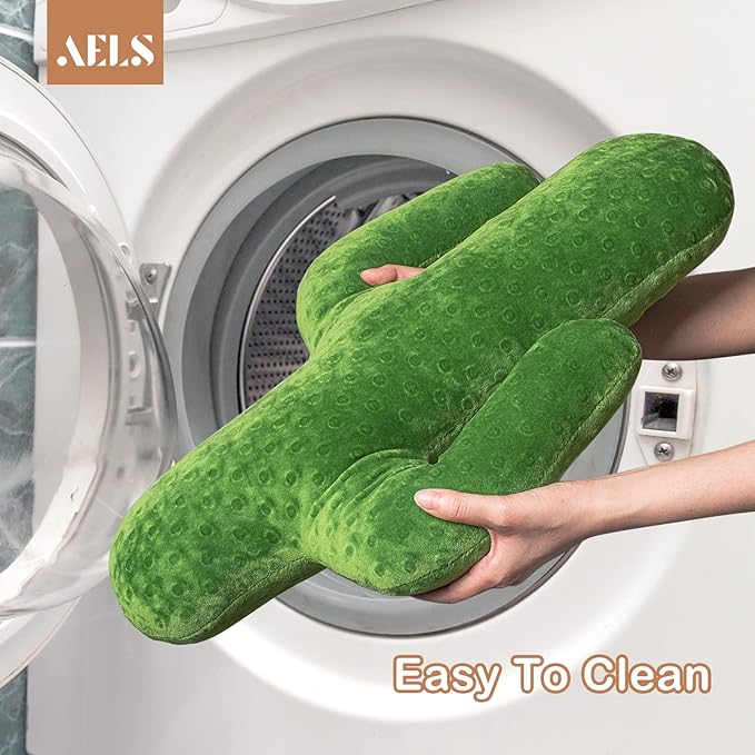 AELS Set of 2 Cactus Decorative Throw Pillows, 22"& 14" Cactus Plush Pillow Set, 3D Office Nap Pillow, Cute Succulent Throw Pillow for Nursery Bedroom Room Decor, Grass Green & Lime Green