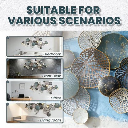 ZZYYZZ Large Metal Wall Decor, Boho Lotus Leaf Metal Wall Decoration, 3D Stacked Flower Wall Art Décor, Nautical Coastal Outdoor Wall Decor, for Living Room Bedroom Dining Room, 52.5" x 26.5"