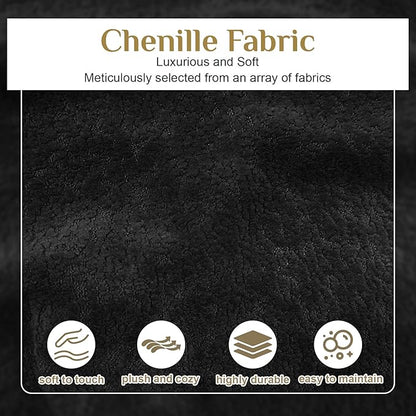 Boneless Couch Set, 91" + 75'' Cloud Couch Set, Chenille Curved Sofa, Modern Compression Sofa for Living Room, Bedroom and Apartment, No Assembly Required, Black
