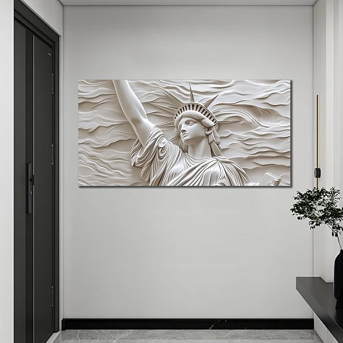 Trogonup Canvas Wall Art for Living Room Large Modern Canvas Prints White Statue of Liberty Picture Artwork for Bedroom Home Office 20"x40"