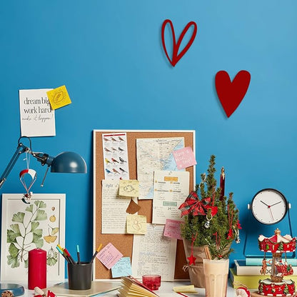 Vineland Metal Heart Wall Art Decor, Red Minimalist Wall Sculptures for Living Room Bedroom Bathroom Kitchen Decorations, Housewarming Valentine's Day Gifts, 5.9x7.8 Inches, Set of 2
