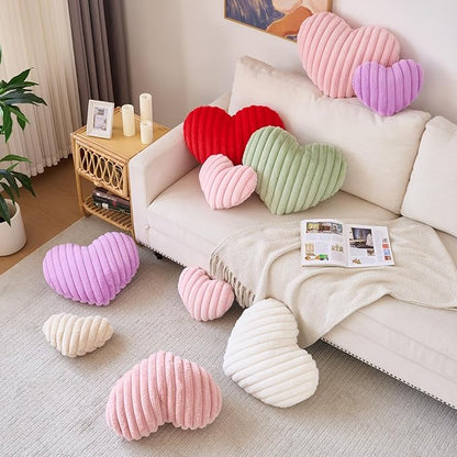 Heart Pillow, Heart Shaped Pillow with Soft Plush for Couch Bed, Decorative Throw Pillows for Bedroom Livingroom, Cozy Heart Pillows Home Decor Pillow Cushion (White, Large 19.6" x 15.7")
