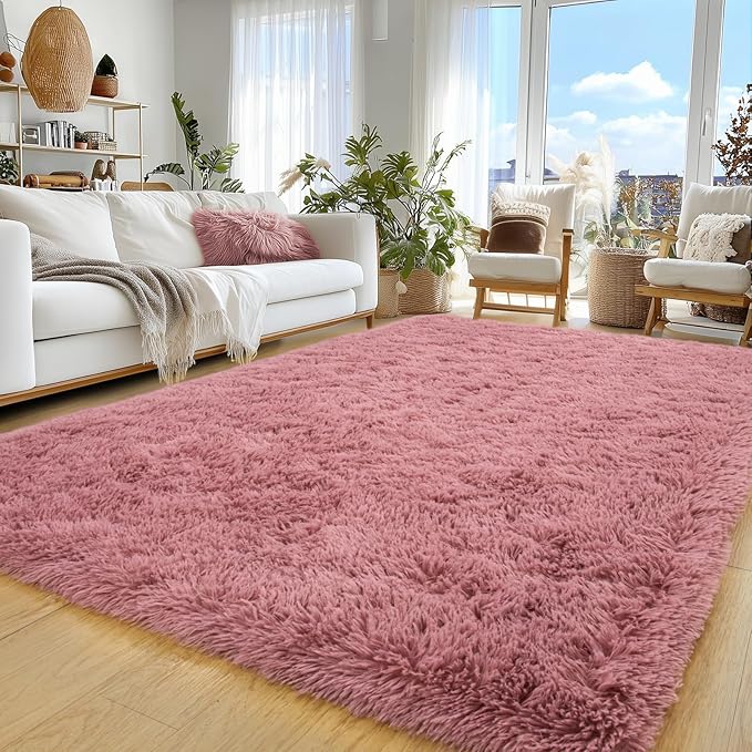 Area Rug for Living Room 6x9, Ultra Soft Shaggy Area Rugs for Bedroom, Upgrade Non-Slip Plush Fuzzy Carpet for Bedroom Girls Boys Room Home Nursery Teens Modern Indoor Home Dorm Decor,Pimk