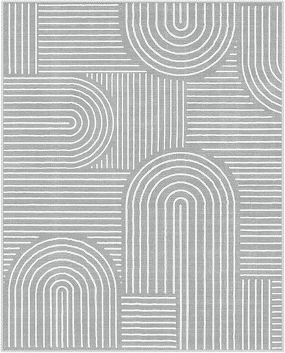 Lahome Abstract 8x10 Area Rugs for Living Room, Non Slip Bedroom Rug 8x10 Under Bed, Soft Grey Ultra-Thin Accent Carpet for Dining Room Office Darrell (8x10ft,Gray)