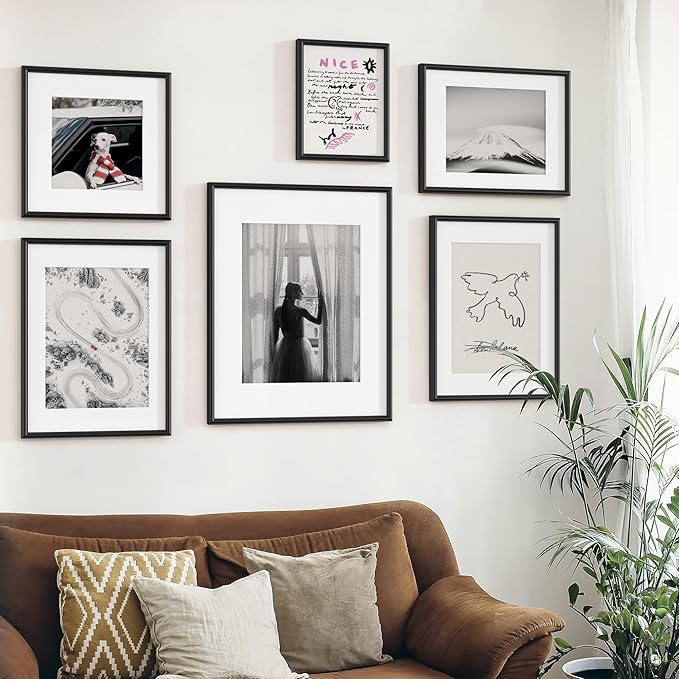 Black Metal Picture Frame 12x12, Square 12 x 12 Picture Frames Set of 3, 12 by 12 Photo Frame Aluminum with Real Glass, Matted to 10x10, Black Wall Gallery Picture Frame 12x12 for Home Decor