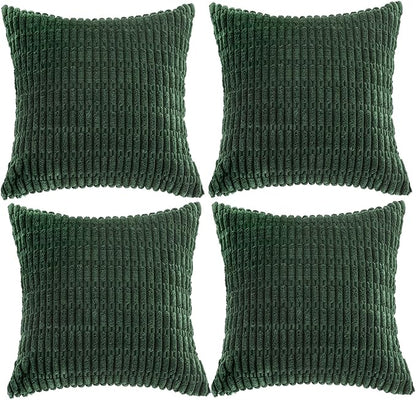 Fancy Homi 4 Packs Decorative Throw Pillow Covers for Living Room Couch Bed, Modern Farmhouse Boho Home Décor Accent Cushion Case, 18" x 18", Forest Green