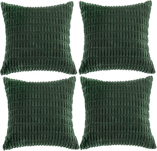 Fancy Homi 4 Packs Decorative Throw Pillow Covers for Living Room Couch Bed, Modern Farmhouse Boho Home Décor Accent Cushion Case, 18" x 18", Forest Green