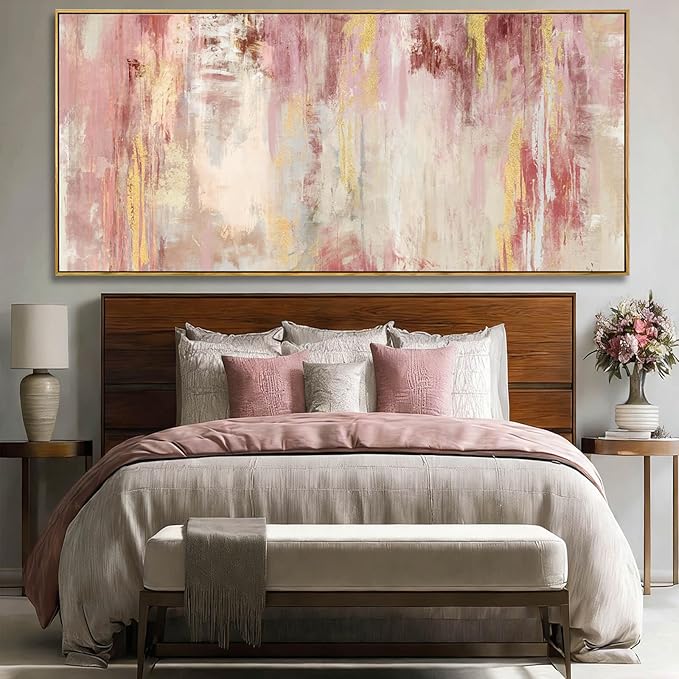 SOUGUAN Pink Wood Wall Decor Abstract Wall Art Modern Posters 40"x86" Pictures for Living Room Office Artwork Bedroom Decorations