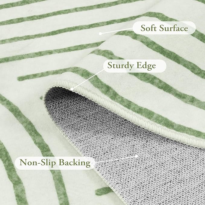 Lahome Abstract 9x12 Area Rugs for Living Room Bedroom, Soft Washable Rugs 9x12, Ultra-Thin Non-Slip Modern Dining Room Rug Non-Shedding Accent Carpet for Office Darrell, Green