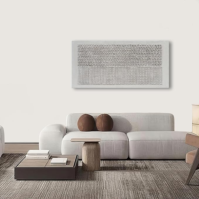 NANKAI Art 30x60 inches White Texture Abstract Art Oil Painting Contemporary Minimalism Art Large Living Room Corridor Office Wall Decoration Art