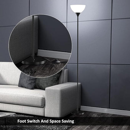 PESRAE Floor Lamp, Remote Control with Stpeless Color Temperatures and Brightness, Torchiere lamp for Bedroom, Living Room, Bulb Included (Matte Black)