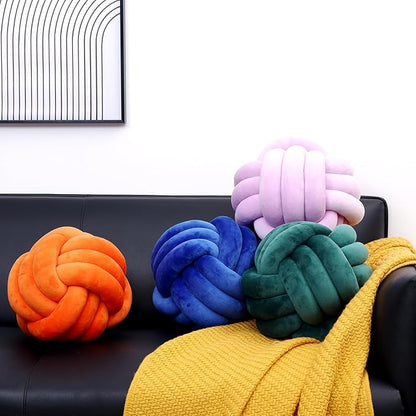 Petrella Knot Pillow Ball Round Throw Pillows Home Decor Cushion Decorative Aesthetic Throw Pillows，Dark Green 13inch
