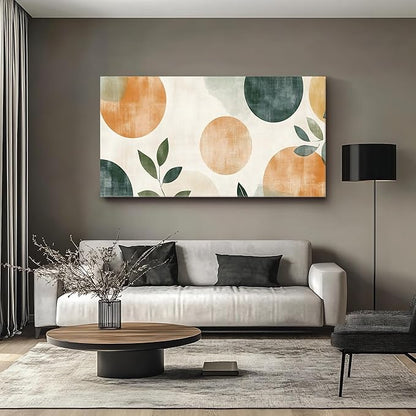 Iallbin Abstract Canvas Wall Art, Large Wall Art for Living Room, for Wall Modern Paintings Wall Decor Living Room (Abstract, Orange and beige, 58L x 29W)