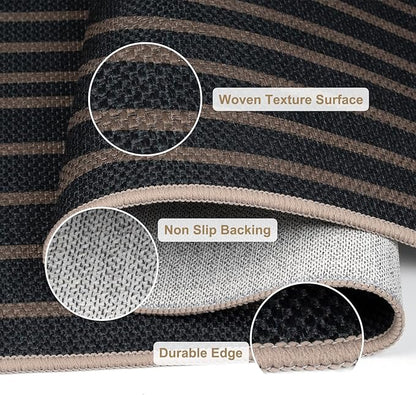 Easy Jute Rugs for Entryway, 3' x 5' Indoor Outdoor Rug, Black Farmhouse Washable Ultra-Thin Non-Slip Area Rug for Foyer, Backdoor, Living Room, Kitchen, Bedroom, Balcony