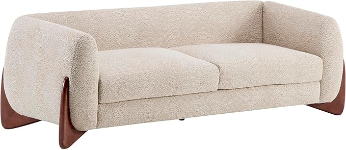 Christopher Knight Home Almab 82 Inches Sofa Couch, Cozy Boucle Upholstered 3-Seater Sofa, Wood Frame Couch, Comfy Couches for Living Room and Office, Modern Sofa, Lounge Seating, Almond