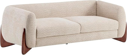 Christopher Knight Home Almab 82 Inches Sofa Couch, Cozy Boucle Upholstered 3-Seater Sofa, Wood Frame Couch, Comfy Couches for Living Room and Office, Modern Sofa, Lounge Seating, Almond