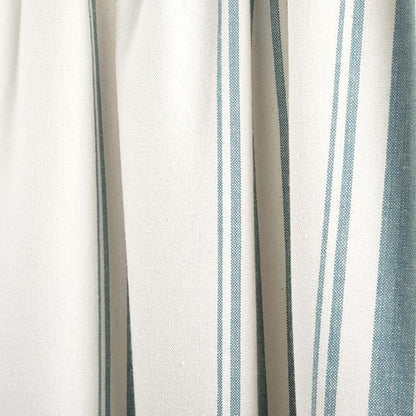 Lush Decor Farmhouse Stripe Yarn Dyed Recycled Cotton Window Curtain Valance, 18" L x 52" W, Blue - Classic Modern Rustic Charm - Eco Friendly Cotton Fabric