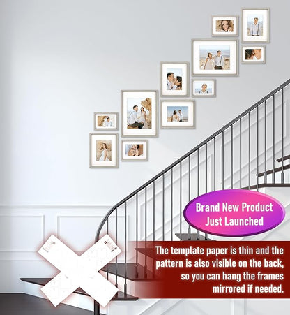 VELISTA 11 Piece Stair Picture Frame Set for Wall – Shadow Box Stairwell Gallery Wall Frame Set -Stairway Décor for Walls - Ladder Picture Frames 4x6, 5x7, and 8x10 in - Staircase Wall Décor (Gray)